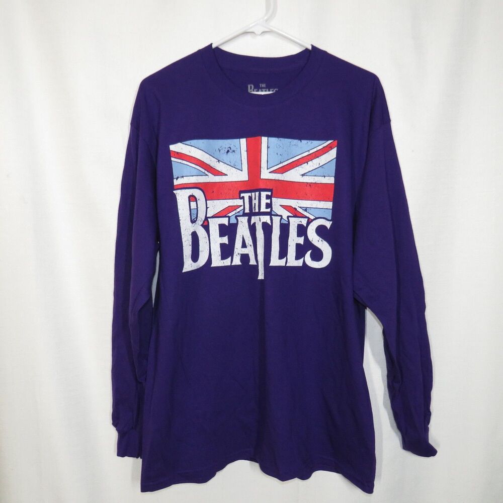 The Beatles Purple Cotton Long Sleeve Band Tee Unisex Adult Size Large - Picture 2 of 5
